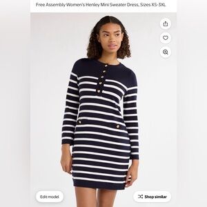 Free Assembly Navy Striped Henley Mini Dress